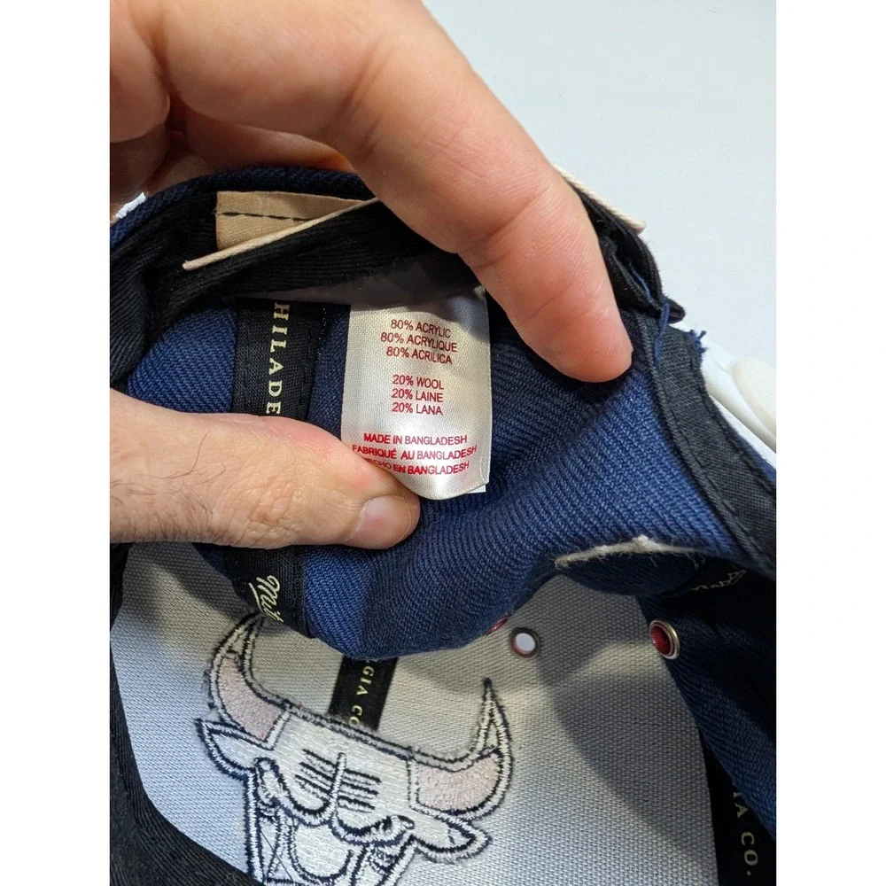 Mitchell & Ness Chicago Bulls Hat Mens OS Navy Blue Wool Blend Snapback Logo - Picture 6 of 6